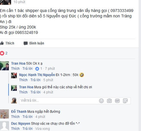 Shipper tăng giá, chê đơn vì mưa bão - Ảnh 1 Shipper tang gia, che don vi mua bao - Anh 1
