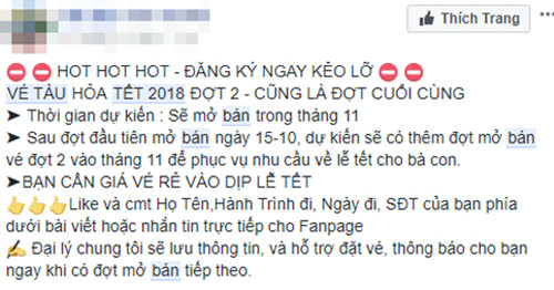 Một số dịch vụ ch&agrave;o mời mua v&eacute; tr&ecirc;n mạng x&atilde; hội.