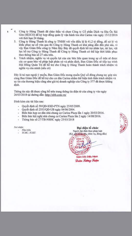 Lộ bằng chứng NBB l&agrave; chủ đầu tư thực sự dự &aacute;n chung cư Carina - Ảnh 2.
