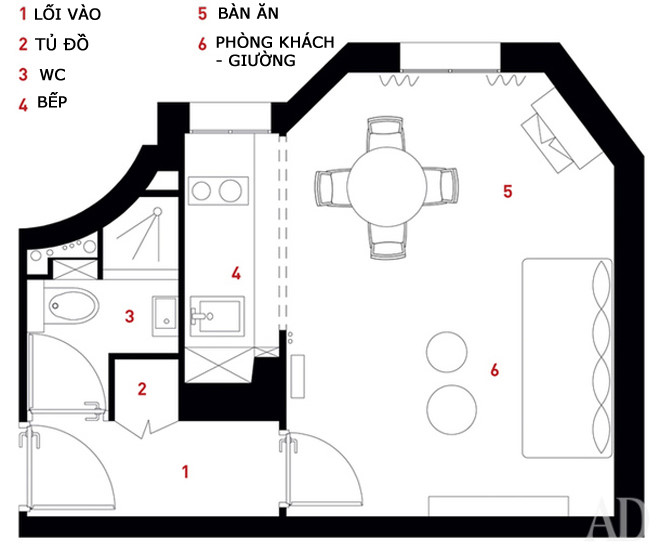 Căn hộ 18 m2 tiện nghi kh&ocirc;ng k&eacute;m nh&agrave; rộng