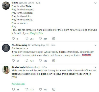 Th&ocirc;ng điệp phản đối cuộc chiến tại Syria tr&agrave;n ngập Twitter.