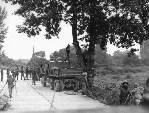 Binh l&iacute;nh Mỹ đang đốn hạ c&acirc;y dương trong chiến dịch&nbsp;Paul Bunyan. Ảnh: Timeline.