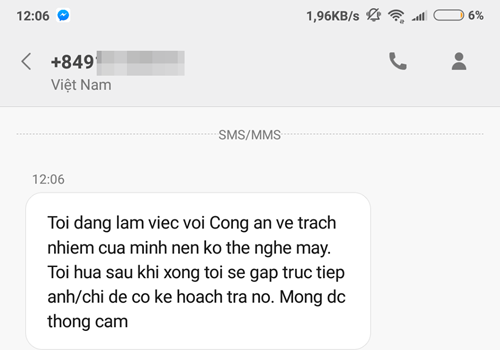 Tin nhắn của ông Hoàng Ngọc gửi VnExpress.Ảnh: Anh Tú