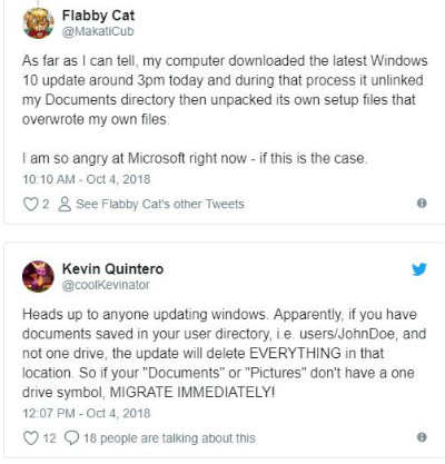 Nhiá»u ngưá»i dùng báo cáo việc mất dữ liệu khi cáºp nháºt Windows 10.