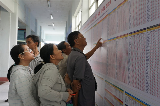 Ngưá»i dân tra cứu lịch tà u chạy dịp Tết 2019.