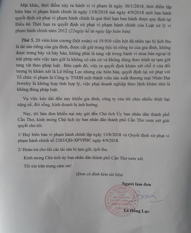 Chu tiem vang Thao Luc khieu nai, doi 20 vien kim cuong bi tich thu hinh anh 2