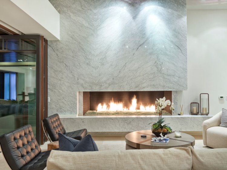 The luxe interior is just as inviting as the outdoor space.