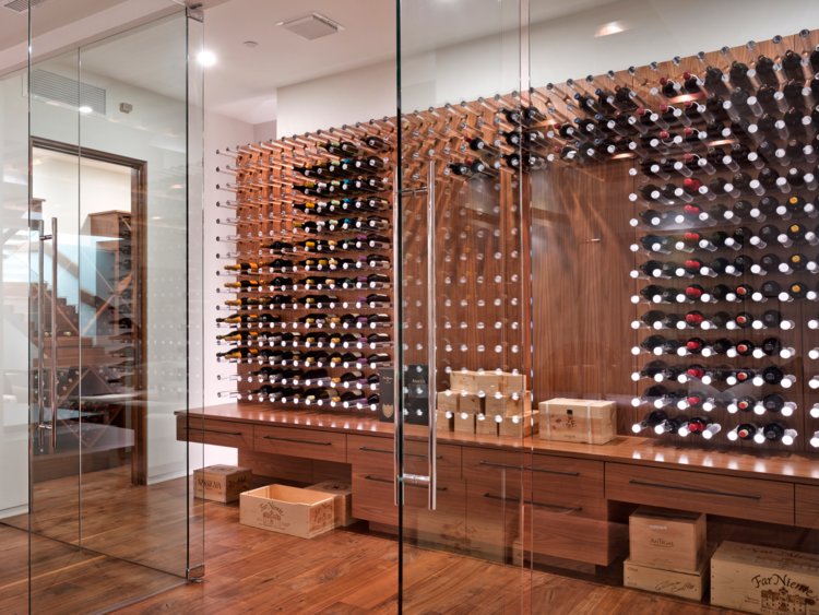 But the most impressive part of the lower level might just be the wine cellar, which appears to have room for hundreds of bottles.