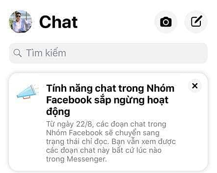 Th&Atilde;&acute;ng b&Atilde;&iexcl;o t&Atilde;&shy;nh n&Auml;ƒng chat trong Nh&Atilde;&sup3;m Facebook s&aacute;&ordm;&macr;p ng&aacute;&raquo;&laquo;ng ho&aacute;&ordm;&iexcl;t &Auml;‘&aacute;&raquo;™ng khi&aacute;&ordm;&iquest;n ng&AElig;&deg;&aacute;&raquo;i d&Atilde;&sup1;ng hi&aacute;&raquo;ƒu sai Messenger s&aacute;&ordm;&frac12; kh&Atilde;&acute;ng c&Atilde;&sup2;n t&Atilde;&shy;nh n&Auml;ƒng chat nh&Atilde;&sup3;m.