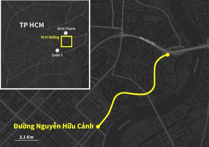 Đường Nguyễn Hữu Cảnh nối quận 1 và Bình Thạnh. Ảnh: Khánh Hoàng.
