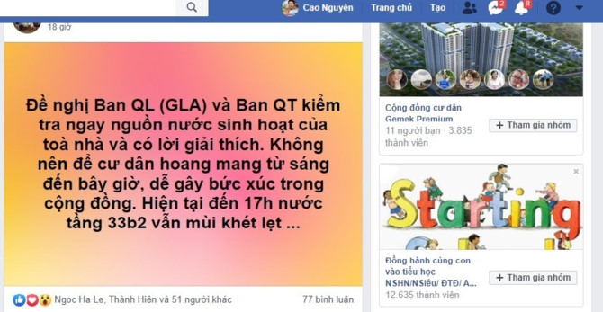 Tr&ecirc;n một số diễn đ&agrave;n người d&acirc;n đ&atilde; y&ecirc;u cầu được l&agrave;m r&otilde; nguy&ecirc;n nh&acirc;n nước bốc m&ugrave;i. Ảnh chụp từ m&agrave;n h&igrave;nh.
