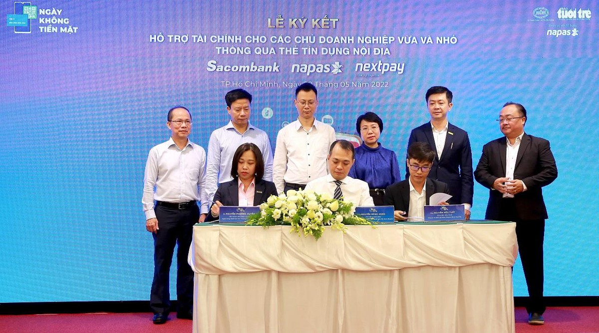 Tại sự kiện họp báo công bố Ngày không tiền mặt năm 2022, Sacombank, Napas và Nextpay ký kết biên bản ghi nhớ về việc triển khai giải pháp hỗ trợ tài chính cho các chủ doanh nghiệp vừa và nhỏ thông qua thẻ tín dụng nội địa Napas