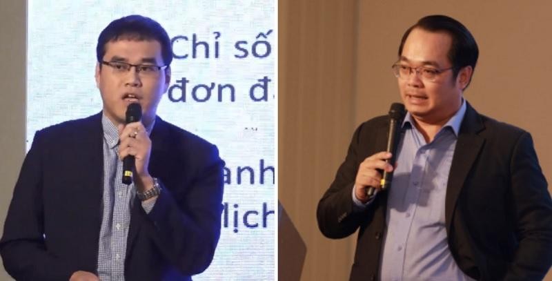 Ông Đào Minh Châu (trái) và ông Huỳnh Minh Tuấn chia sẻ tại tọa đàm