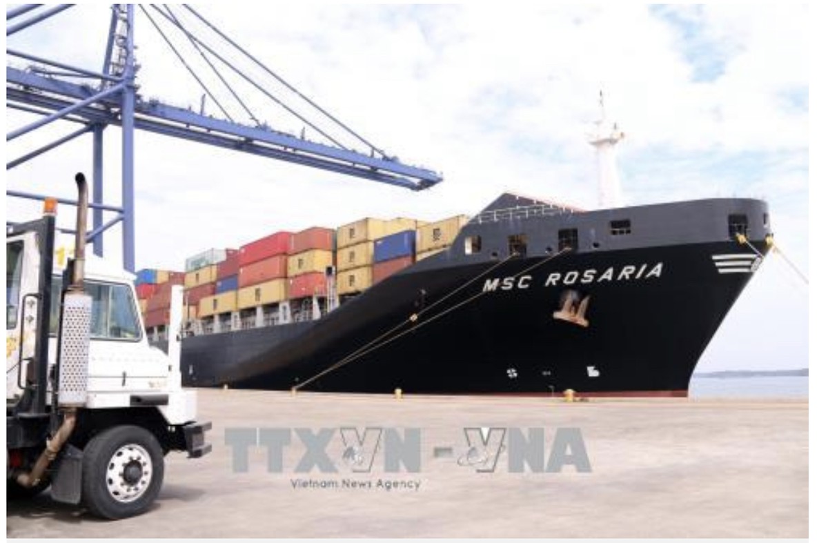 Đón chuyến hàng container đầu tiên cập cảng SSIT. Ảnh (tư liệu): Đoàn Mạnh Dương/TTXVN