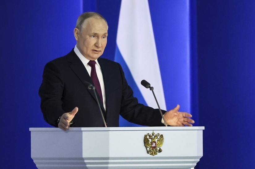 Tổng thống Nga Vladimir Putin đọc Thông điệp Liên bang. Ảnh: Sputnik