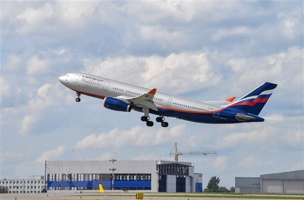 Máy bay của hãng hàng không Nga Aeroflot cất cánh từ sân bay Sheremetyevo ở ngoại ô Moskva. (Ảnh: AFP/TTXVN)